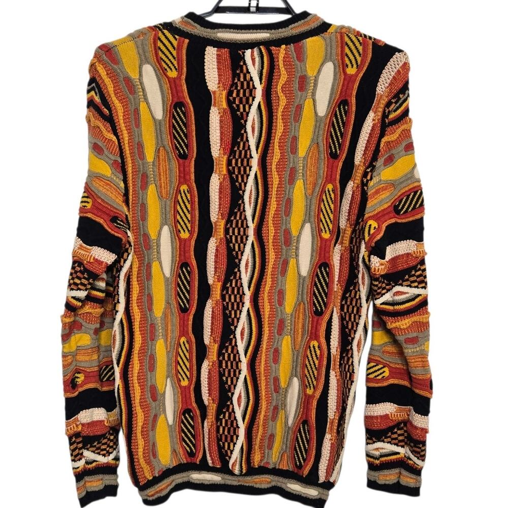 Vintage O'Hanlon Mills 3D Knit Sweater Coogi Style Cotton Orange Size Small